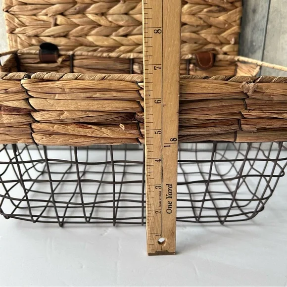 🌴Farmhouse Metal Wire Storage Basket with Removable Woven Wicker Top - Picture 14 of 14
